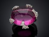a pink tourmaline and diamond ring