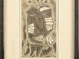 une image représentant un dessin d'un homme assis sur un tabouret