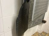 a metal rack that is hanging on the wall