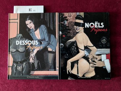 deux livres posés sur un tissu rouge, avec une femme en robe noire
