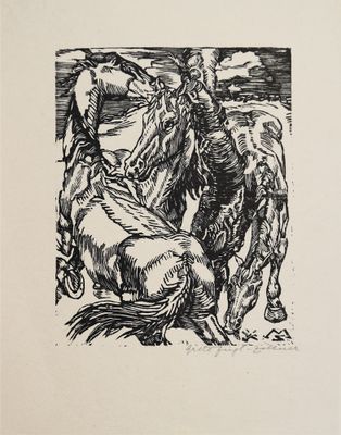 une image d'un dessin en noir et blanc d'un homme sur un cheval
