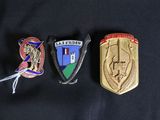 three badges are shown on a black shirt, one is a badge and the other is a badge
