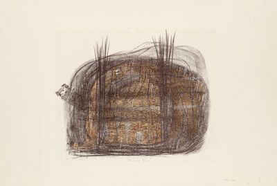 a drawing of a piece of bread on a table