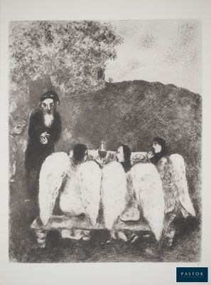 an image of a black and white drawing of angels sitting on a bench