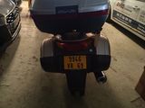 a motorcycle that is parked in a garage
