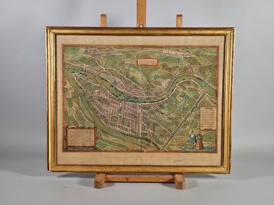 une vieille carte de la ville de Londres posée sur un chevalet