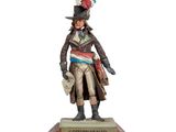 statue d'un homme portant un haut-de-forme et un manteau, tenant un fusil