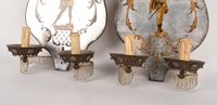 Paire d'appliques décoratives à deux lumières en fer et à l'… (photo 4)