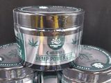 several tins of hemp power gel stacked on top of each other