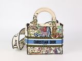 Sac à main Christian Dior blanc et bleu à imprimé floral