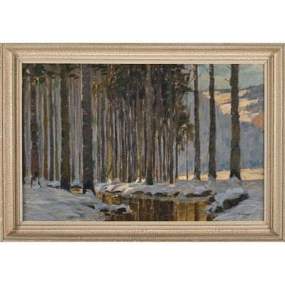 NAGEL Wilhelm. « Paysage enneigé avec rivière ». - Photo 1