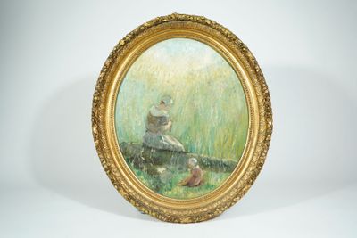 Ecole XIX ème siècle Mère et son enfant
