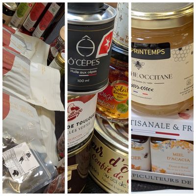 de nombreux types de confitures et de condiments sur le comptoir