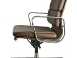 an image of a brown leather office chair with wheels on a white background