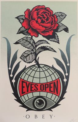 une image représentant une affiche sur laquelle figure une rose posée sur un globe terrestre