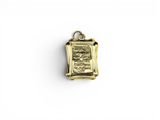 a gold plated pendant with a picture of a man in a boat