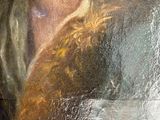a painting of a woman holding a chicken in her hand