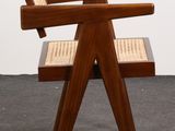 an image of a chair made out of wood with a seat made out of bamboo