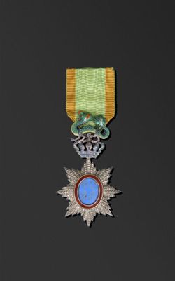 l'image d'une médaille ornée d'une étoile, sur fond noir