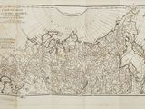 une vieille carte de l'Empire russe avec un soleil dans le ciel