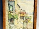 an image of a painting of a street in a small town