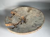 a piece of wood that has been cut in half