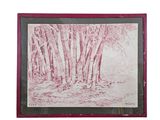 an image of a picture of a painting of trees in a forest