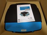 a blue and black box with a black and blue device inside of it