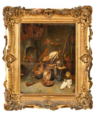 une image représentant un tableau où l'on voit un homme dans une cuisine, avec d'autres objets