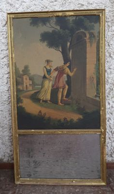 une vieille photo représentant un homme et une femme debout devant un bâtiment
