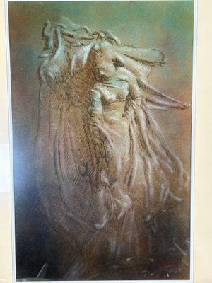 Brice Olivier (né en 1933, à Alger), "Femme drapée", pastel,…