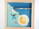 tableau représentant une assiette de fruits et un couteau posés sur une table