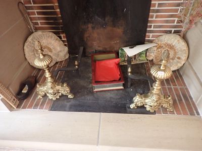 une cheminée équipée d'un foyer et d'un ventilateur