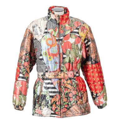an image of a woman ' s jacket with a floral design