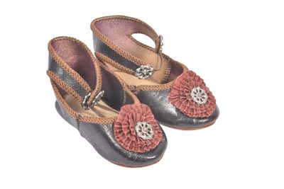 Paire De Chaussures Anciennes Jumeau – Taille 11, Avec Chaussettes