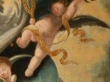 an image of a painting of a woman holding a baby and a snake