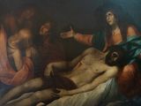 an image of a painting of jesus on the cross with other people