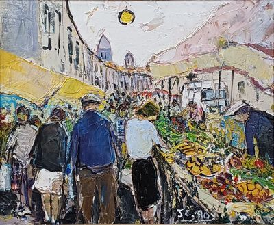 Jean Claude ROY (1948) " Marché de la gare, Saintes"