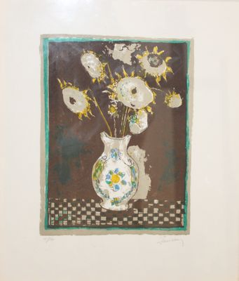 une image d'une peinture de fleurs dans un vase