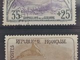 two stamps from france with a picture of a man on a horse