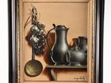 painting of a still life with a pitcher, a bowl, and a spoon
