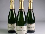trois bouteilles de champagne posées côte à côte sur une table