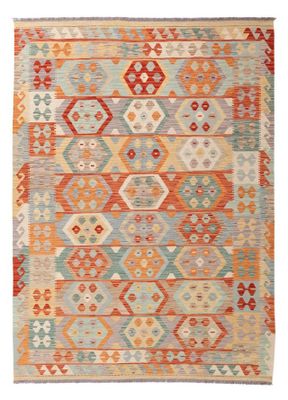 Kilim Afghan en laine Couleur beige , orange 237 X 171