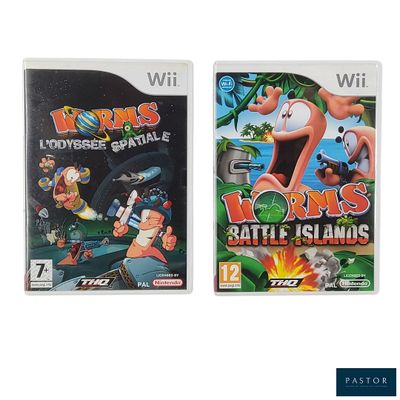 Deux jeux Nintendo Wii sont présentés côte à côte sur un fond blanc