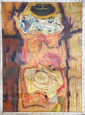 une image d'une peinture représentant une femme avec un chapeau sur la tête