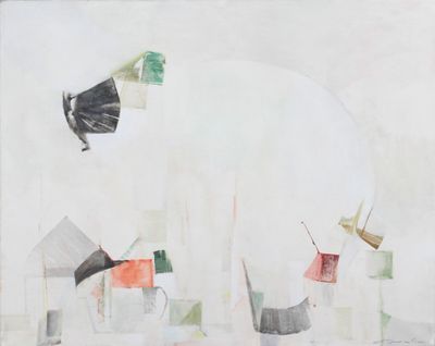 un tableau représentant un éléphant qui se trouve au milieu d'un tableau