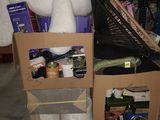a pile of items on a pallet in a warehouse