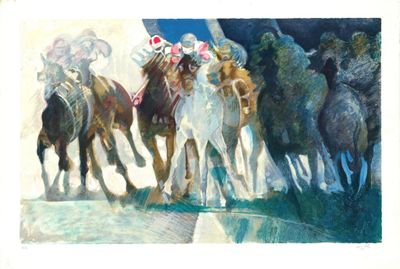 Paul AMBILLE (1930-2010) - La grande course, lithographie or…