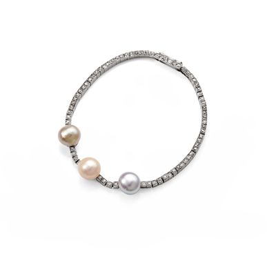 AnnÉES 1920 Bracelet Trois Perles DE Culture ET Fines ET Dia…