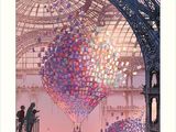 une image représentant un tableau d'une montgolfière à l'intérieur d'un bâtiment